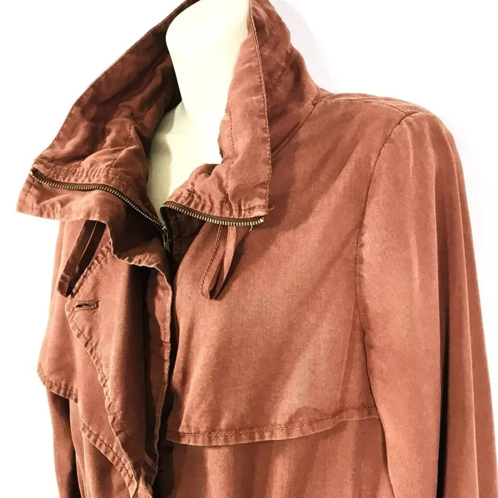 Anthropologie Cartonnier Sz 2 Cargo Utility Safari Rust Jacket Drawstring Zip